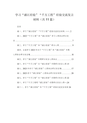 2023学习“浦江经验”“千万工程”经验交流发言材料【11篇】.docx