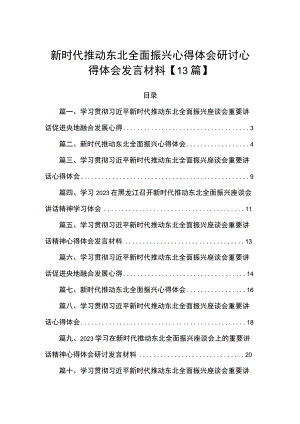 新时代推动东北全面振兴心得体会研讨心得体会发言材料【13篇】.docx
