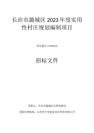 长治市潞城区2023年度实用性村庄规划编制项目.docx