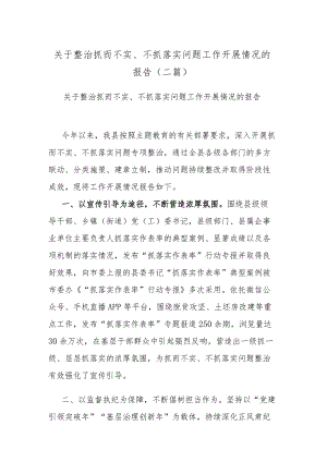 关于整治抓而不实、不抓落实 问题工作开展情况的报告(二篇).docx