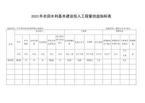 2023年农田水利基本建设投入工程量效益指标表.docx