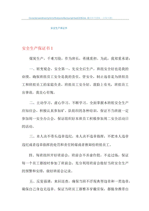 2022年安全生产保证书.docx