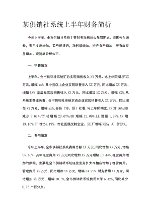 某供销社系统上半年财务简析.docx