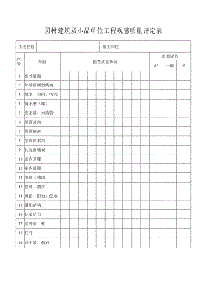 园林建筑及小品单位工程观感质量评定表.docx