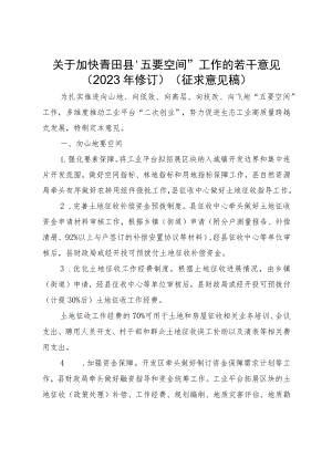 关于加快青田县“五要空间”工作的若干意见（2023年修订）.docx
