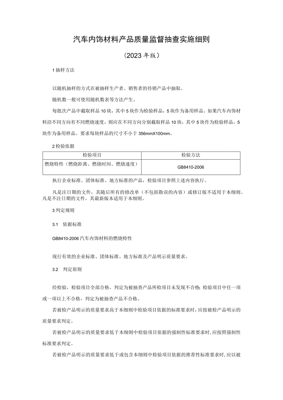 汽车内饰材料产品质量国家监督抽查实施细则(2023版）.docx_第1页