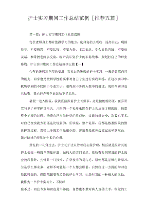 护士实习期间工作总结范例[推荐五篇].docx