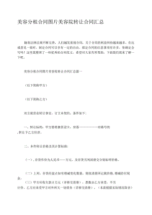 美容分租合同图片美容院转让合同汇总.docx