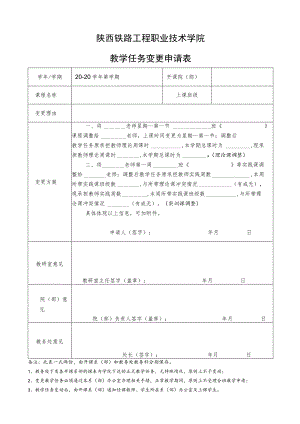陕西铁路工程职业技术学院教学任务变更申请表.docx