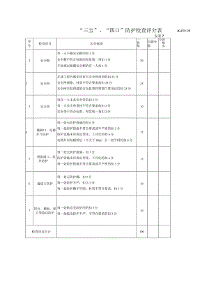 某建筑公司三宝四口防护检查评分表.docx