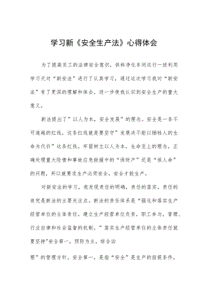 供料净化车间人员学习《新安全生产法》心得体会十三篇.docx