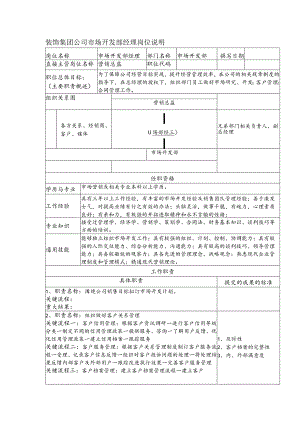装饰集团公司市场开发部经理岗位说明.docx