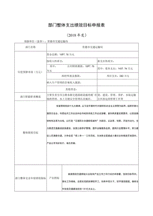 部门整体支出绩效目标申报018年度.docx