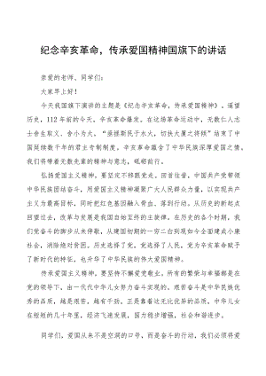 五篇2023年关于辛亥革命的国旗下的演讲.docx