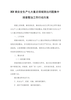 XX镇安全生产七大重点领域突出问题集中排查整治工作行动方案.docx
