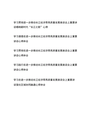学习贯彻在进一步推动长江经济带高质量发展座谈会上重要讲话心得体会5篇.docx