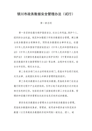 银川市政务数据安全管理办法（试行）.docx