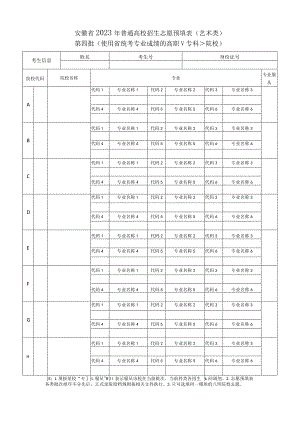 安徽省2023年普通高校招生志愿预填表（艺术类）第四批（使用省统考专业成绩的高职《专科》院校）.docx