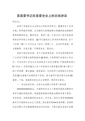 某县委书记在县委全会上的总结讲话.docx