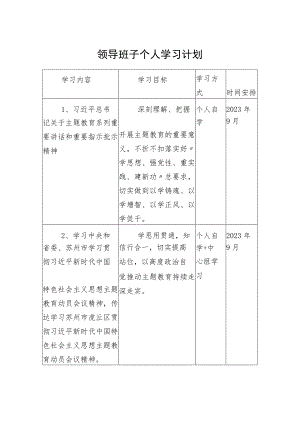 领导班子个人学习计划.docx
