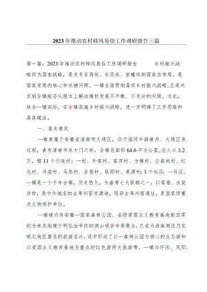 2023年推动农村移风易俗工作调研报告三篇.docx