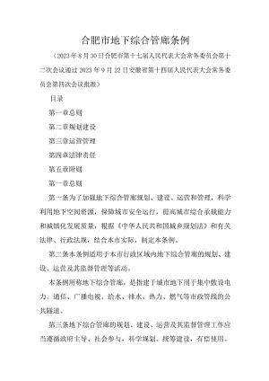 合肥市地下综合管廊条例.docx