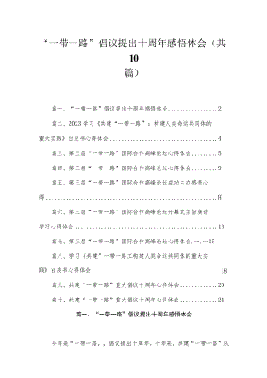 2023“一带一路”倡议提出十周年感悟体会(精选10篇模板).docx