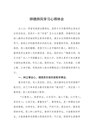 2023年中小学老师师德师风学习培训感悟(九篇).docx