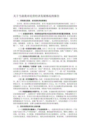 关于当前我市民营经济发展情况的报告.docx