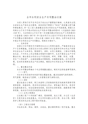 全市水利安全生产专项整治方案.docx