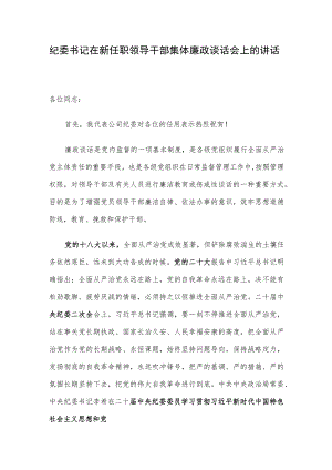 纪委书记在新任职领导干部集体廉政谈话会上的讲话.docx