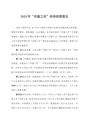 2023年“共富工坊”扶持政策意见.docx