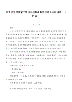 关于学习贯彻第二阶段主题集中教育推进会主持讲话、（10篇）.docx