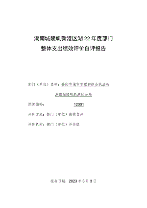 湖南城陵矶新港区2022年度部门整体支出绩效评价自评报告.docx