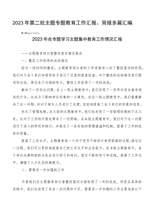 2023年第二批主题专题教育工作汇报、简报多篇汇编.docx