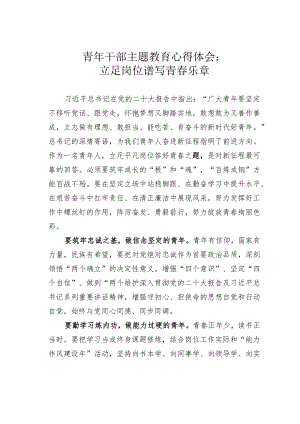 青年干部主题教育心得体会：立足岗位谱写青春乐章.docx