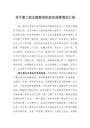局关于第二批主题教育阶段性进展情况汇报.docx