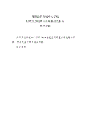 舞阳县侯集镇中心学校财政重点绩效评价项目绩效目标情况说明.docx