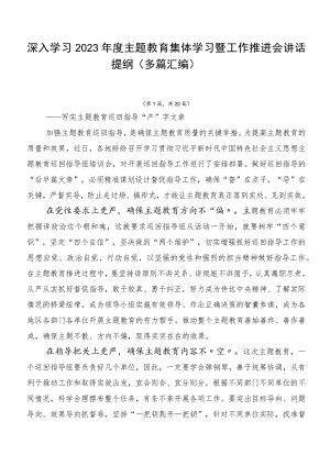 深入学习2023年度主题教育集体学习暨工作推进会讲话提纲（多篇汇编）.docx
