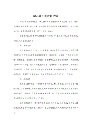 幼儿园托班计划总结范本.docx