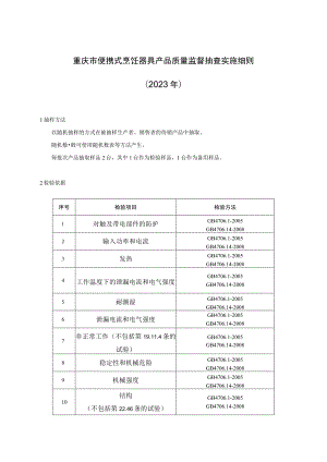 重庆市便携式烹饪器具产品质量监督抽查实施细则2023年.docx