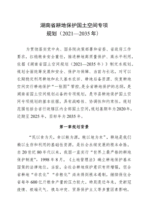 湖南省耕地保护国土空间专项规划（2021—2035年）.docx