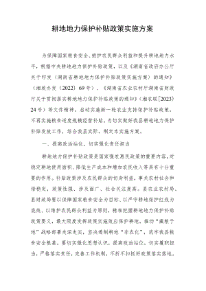 2023年耕地地力保护补贴政策实施方案.docx