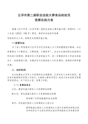 云浮市第二届职业技能大赛食品检验员项目实施方案.docx