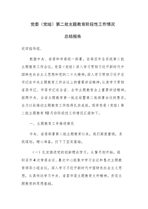 党委（党组）第二批主题教育阶段性工作情况总结报告范文2篇.docx