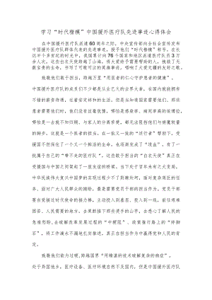 学习“时代楷模”中国援外医疗队先进事迹心得体会.docx