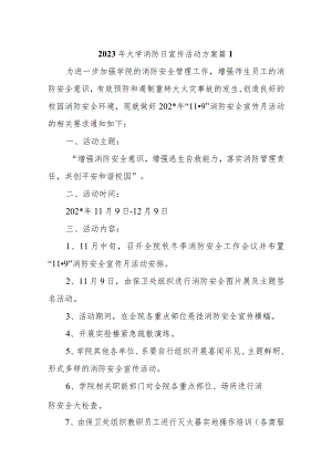 2023年大学消防日宣传活动方案10篇.docx