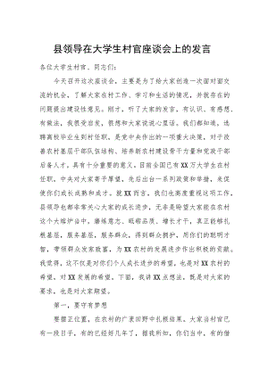 县领导在大学生村官座谈会上的发言.docx