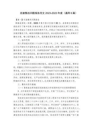 巡查整改问题报告范文2023-2023年度(通用6篇).docx
