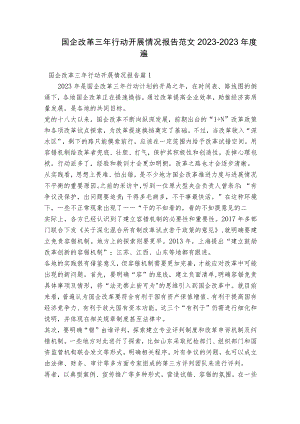 国企改革三年行动开展情况报告范文2023-2023年度五篇.docx